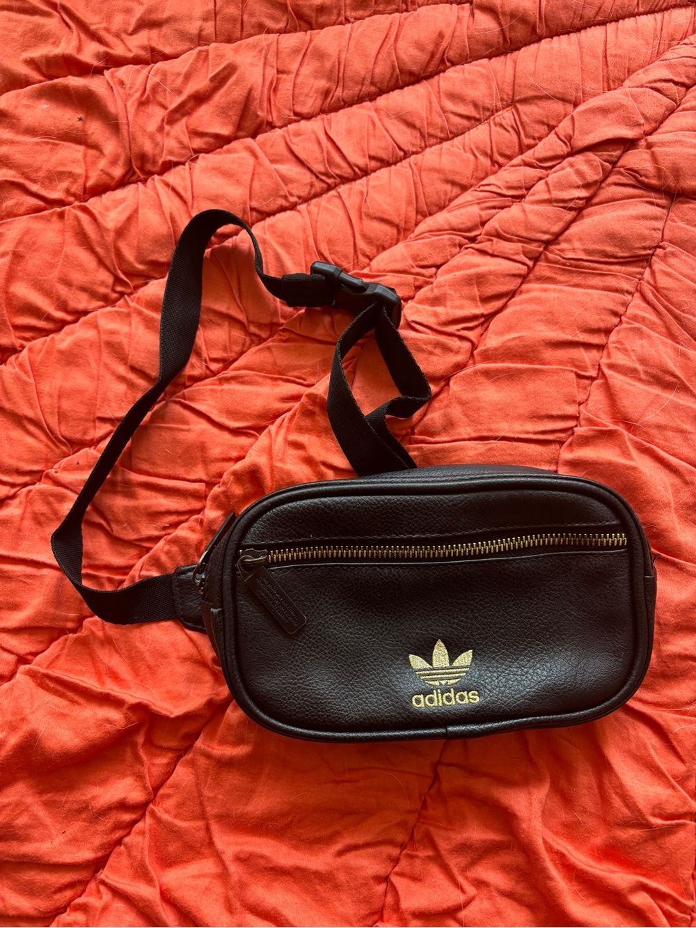 adidas Black Belt Bag with Gold Trefoil - Picture 1 of 3